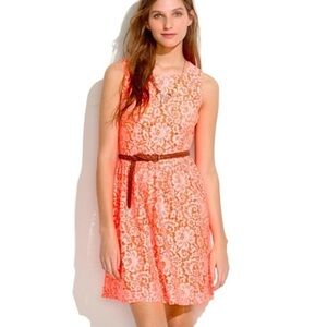 Madewell Neon Orange Lace Dress